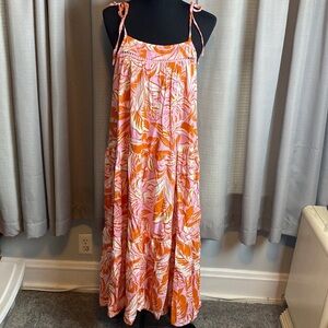 Label of Love Women’s Maxi Dress Pink Orange White sz L NWT